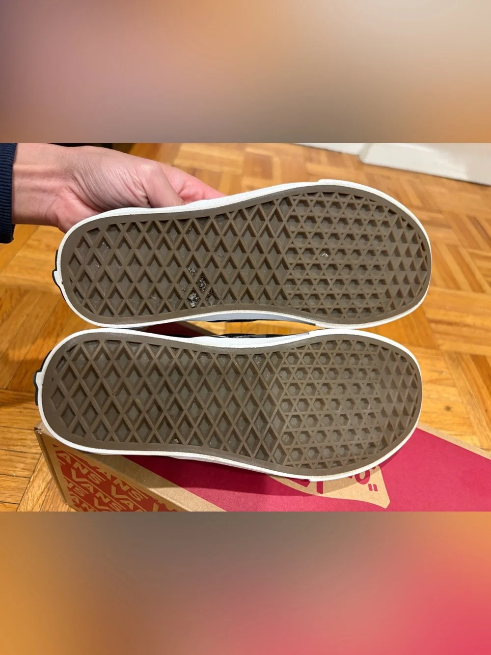 Vans Slip-On Checkerboard Sneakers - Black/Grey with White Sole (M: 5 / W: 6.5) - Picture 5 of 5